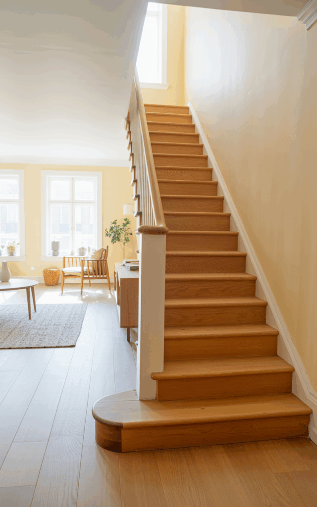 Install Natural Oak Treads with Crisp White Risers