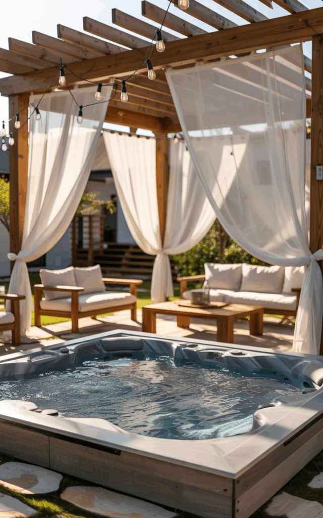 Install a pergola above your outdoor jacuzzi