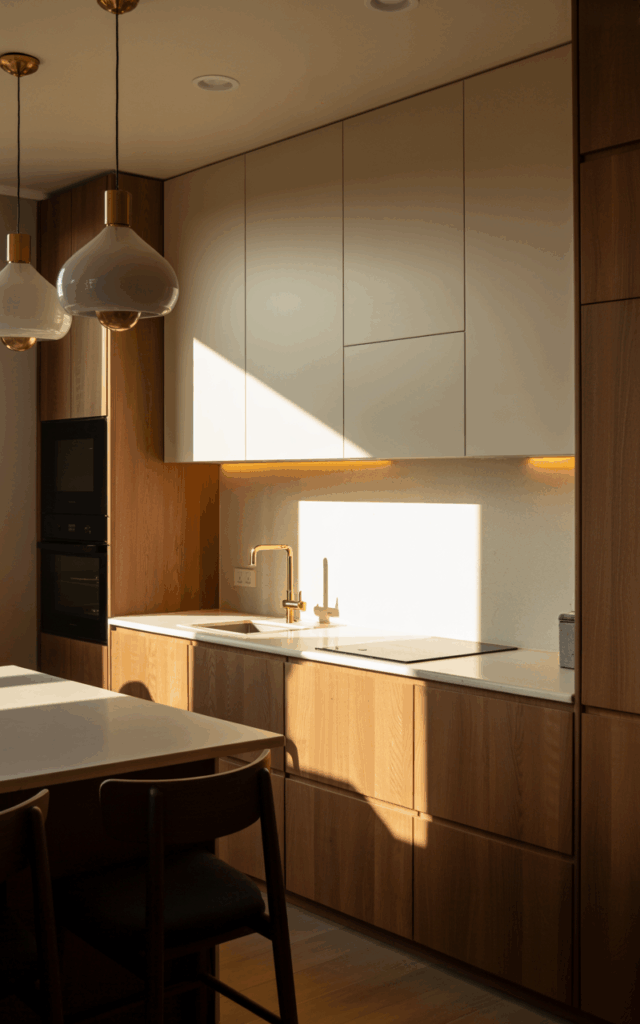 Install layered lighting at different heights