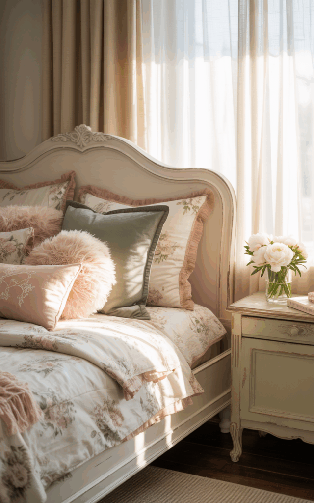 Introduce soft blush and sage accents