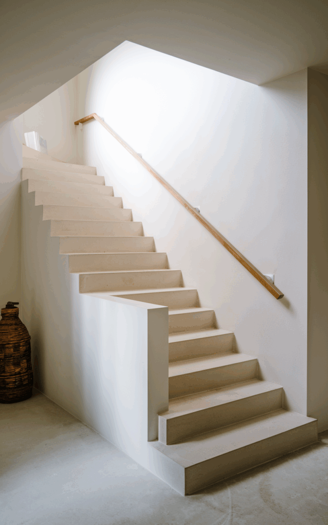 Keep it ultra-simple with a slim wooden handrail only