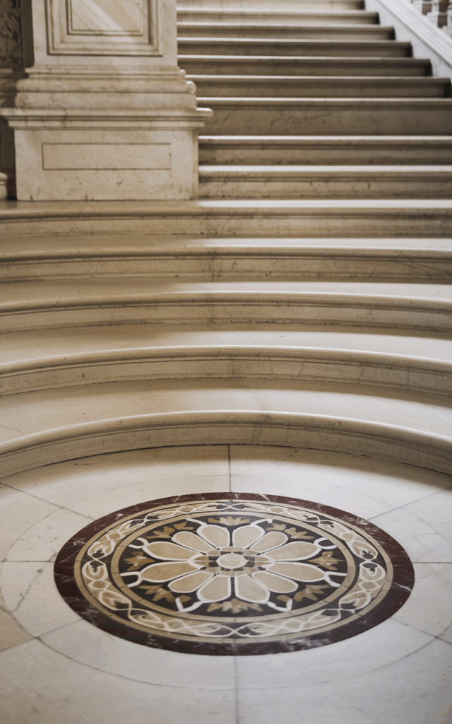 Lay a patterned marble inlay at the base.