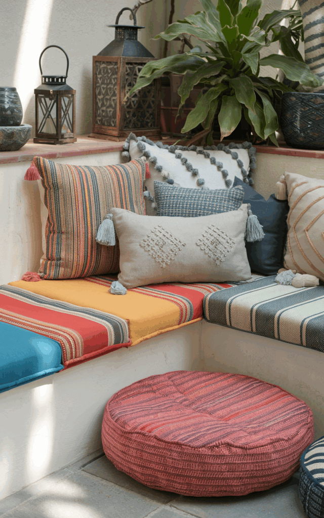 Layer outdoor cushions generously