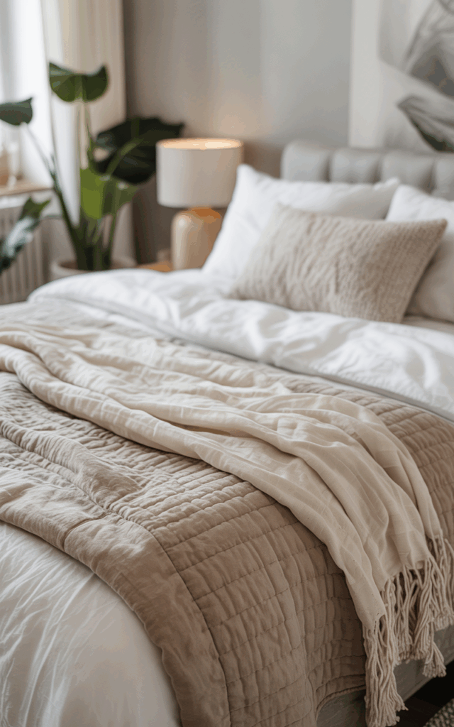 Layer your bed with mixed-texture bedding