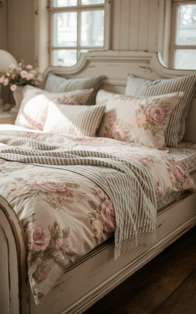 Mix in subtle stripes with florals