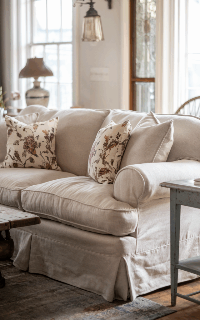 Place a Slipcovered Sofa in Neutral Linen