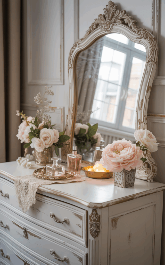 Place a vintage-style mirror above your dresser