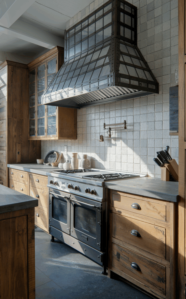 Replace upper cabinets with a statement range hood