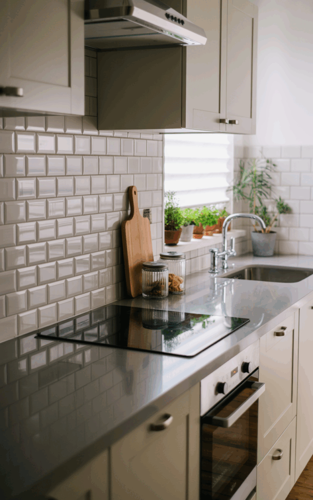 Replace your backsplash with reflective tiles