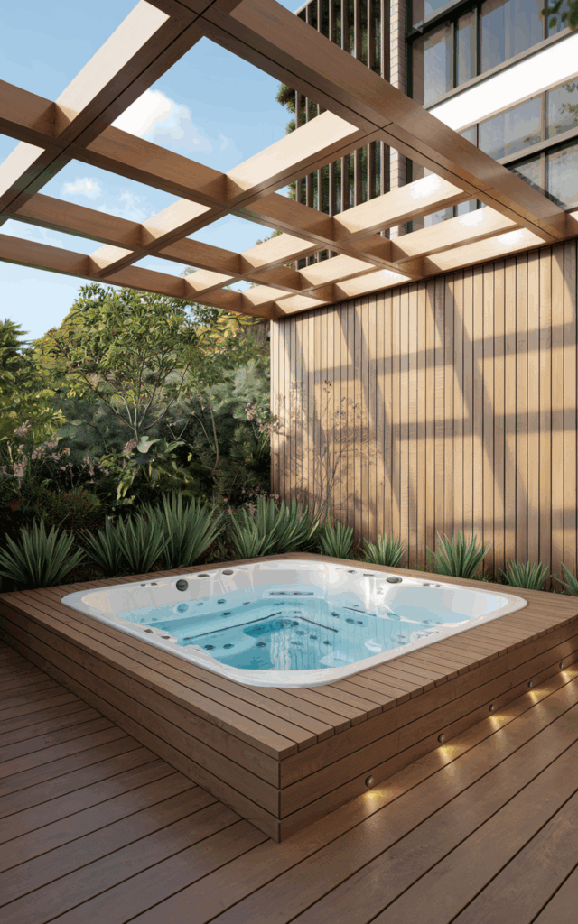 Sink your outdoor jacuzzi partially into the ground