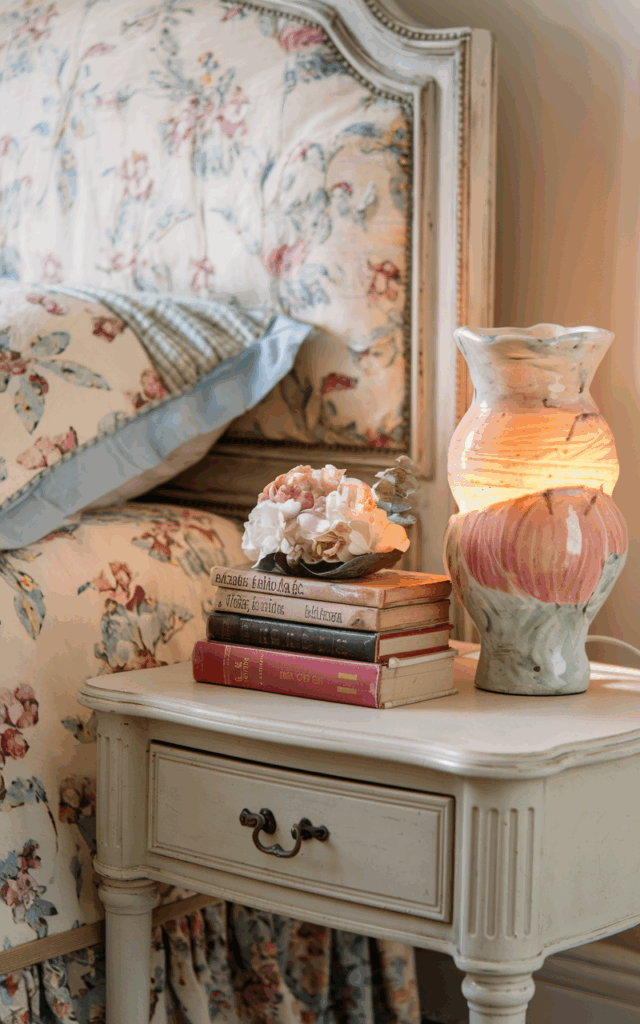 Style your nightstand with stacked vintage books