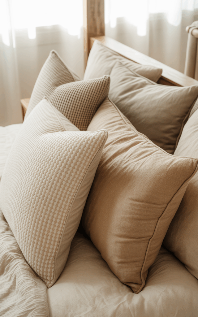 Use layered throw pillows without overdoing it