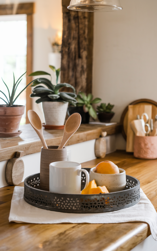 Add Decorative Trays to Organize and Elevate Surfaces