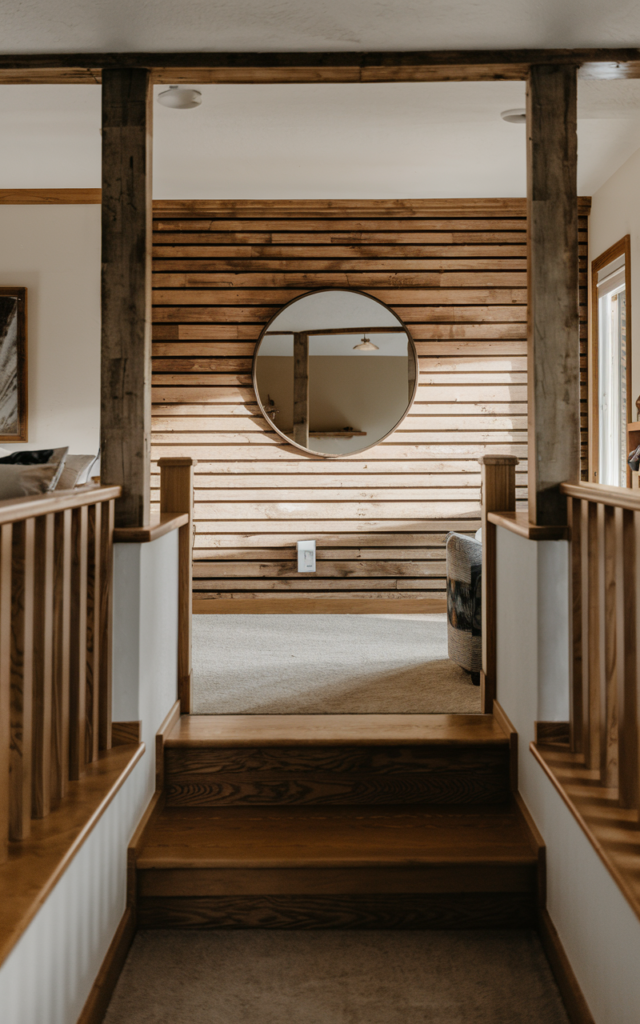 Add a Wood Feature Wall at the Stair Landing