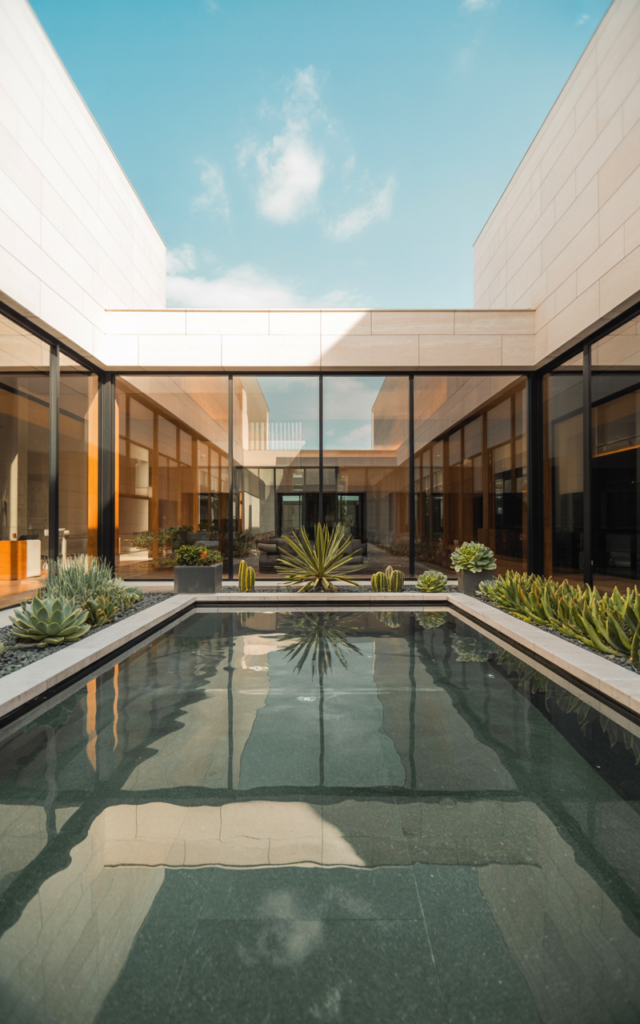 Add a small reflecting pool for luxury vibes 💧