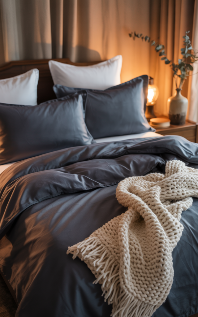 Add a soft throw blanket in a contrasting texture.