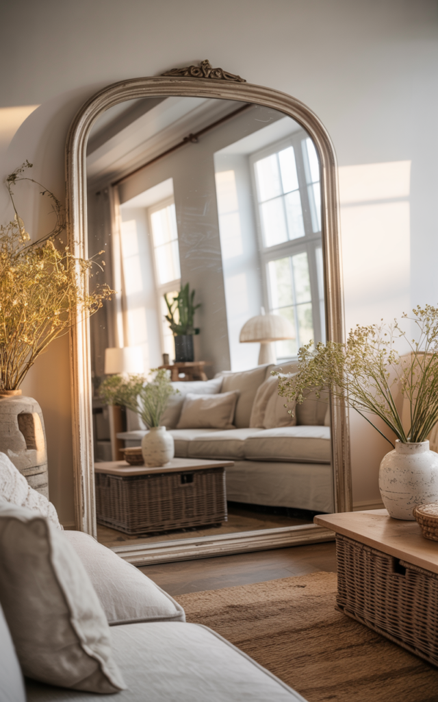 Add a statement mirror with a vintage feel