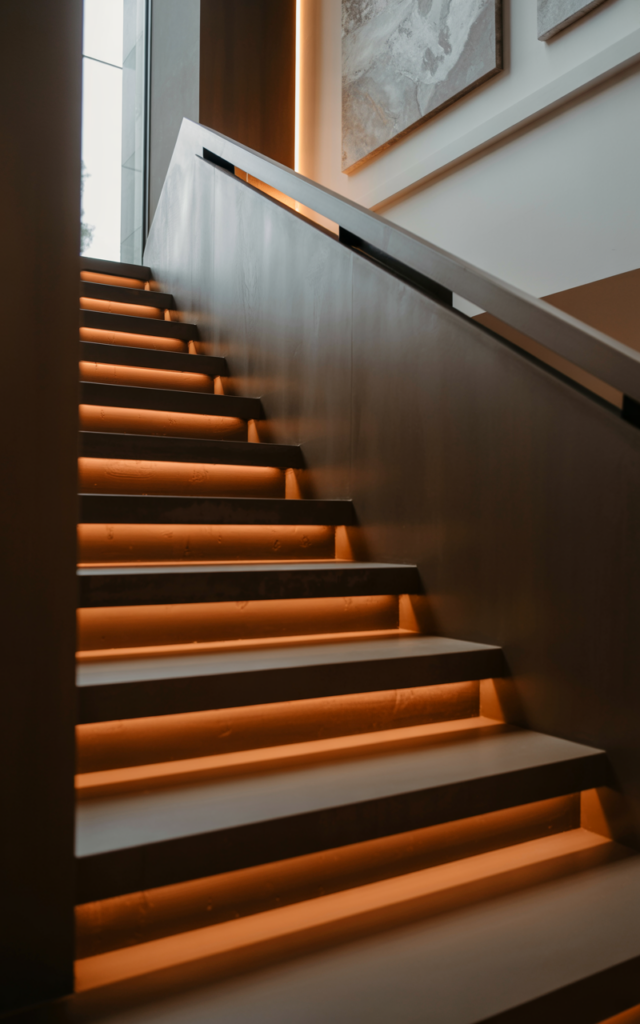 Add subtle LED strip lighting under each tread