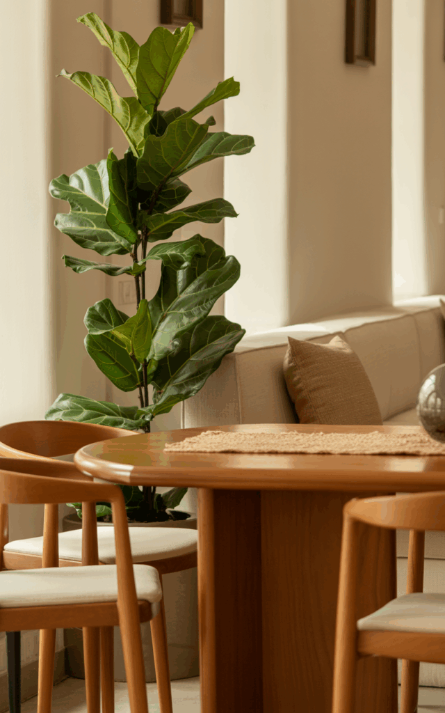 Anchor your dining area with a floor plant