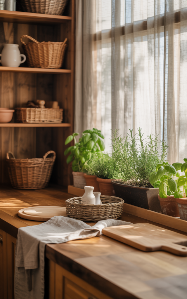 Bring in Natural Elements Like Wood and Plants 🌿