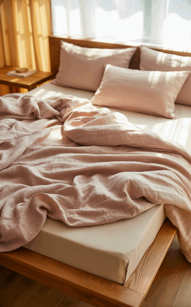 Bring in linen bedding for that relaxed hotel look