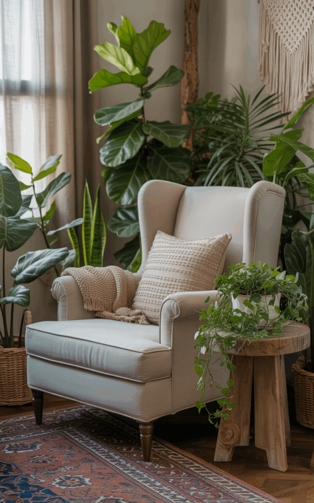 Build a cozy reading nook with layered greenery