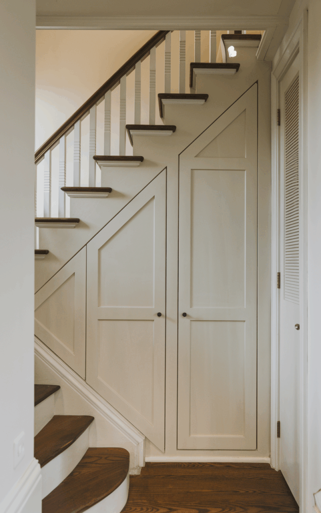 Build a hidden closet beneath the staircase