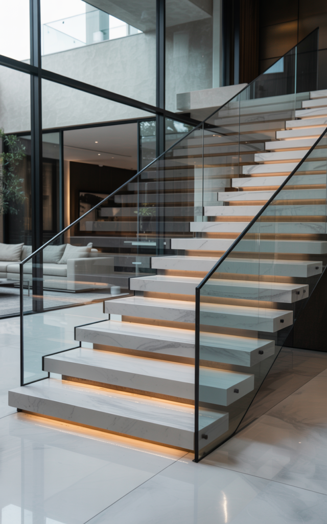 Combine marble and glass for ultra-modern elegance
