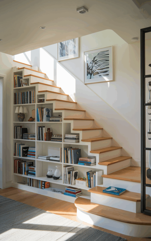 Combine staircase and bookshelf into one structure