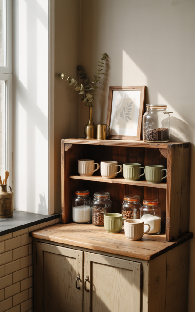 Convert a Vintage Bar Cabinet into a Coffee Station