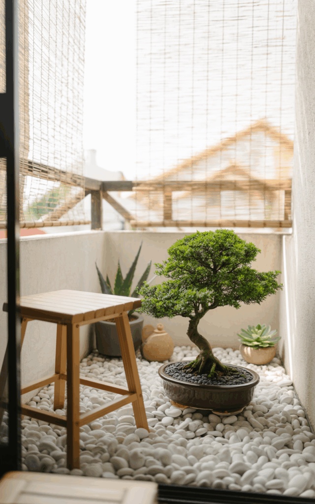 Create a Tiny Zen Corner with Pebbles and Bonsai