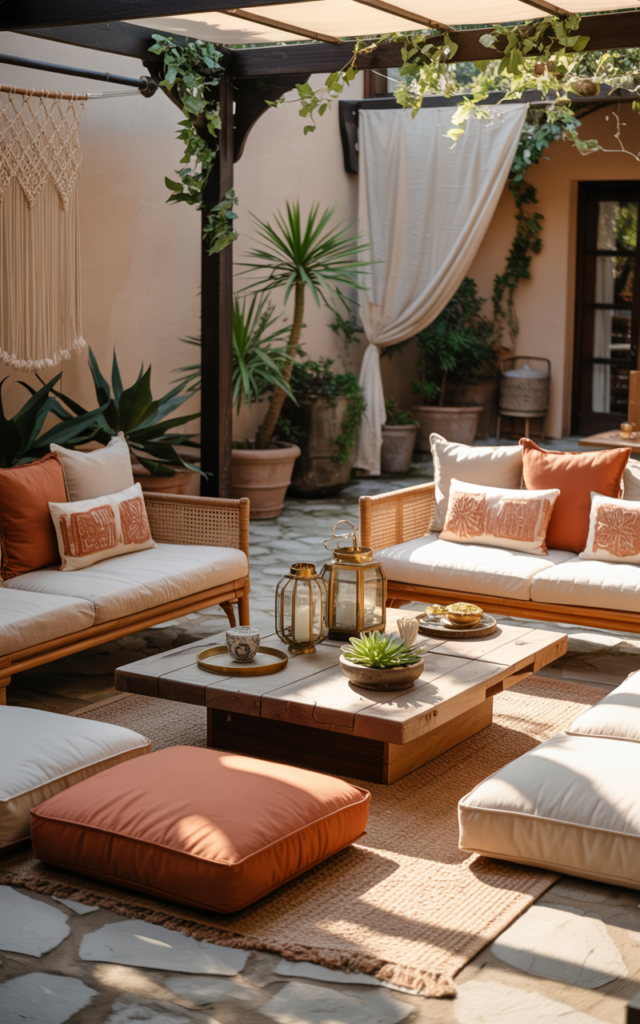 Create a courtyard lounge with low seating 🛋️