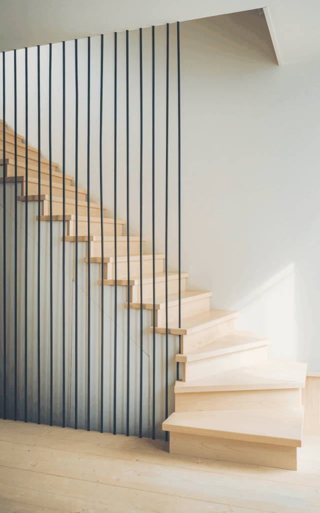 Create a minimalist look with slim vertical rods.