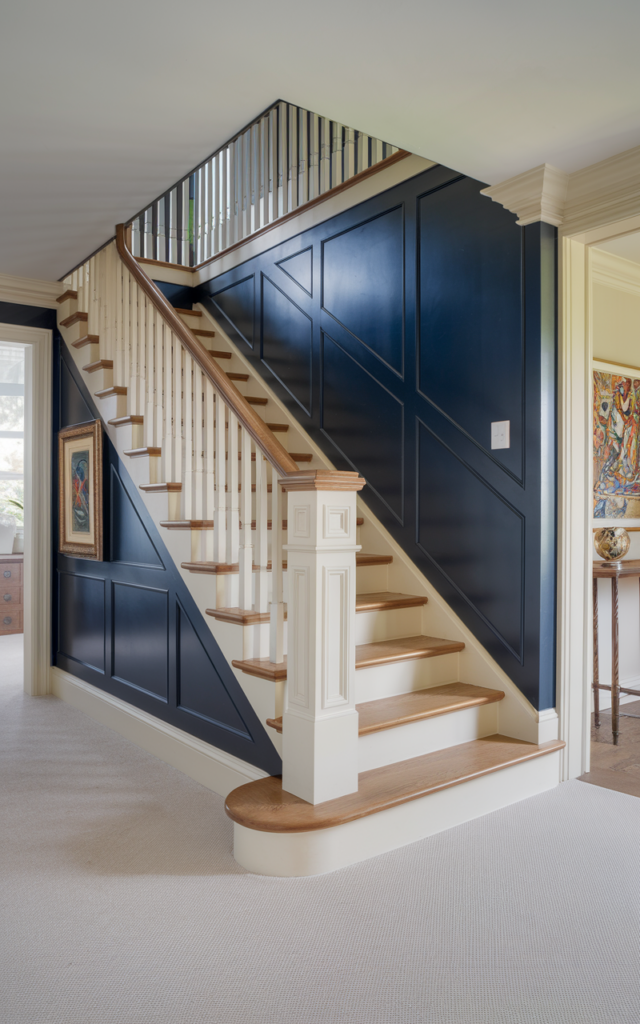 Create half-wall paneling with a bold paint contrast