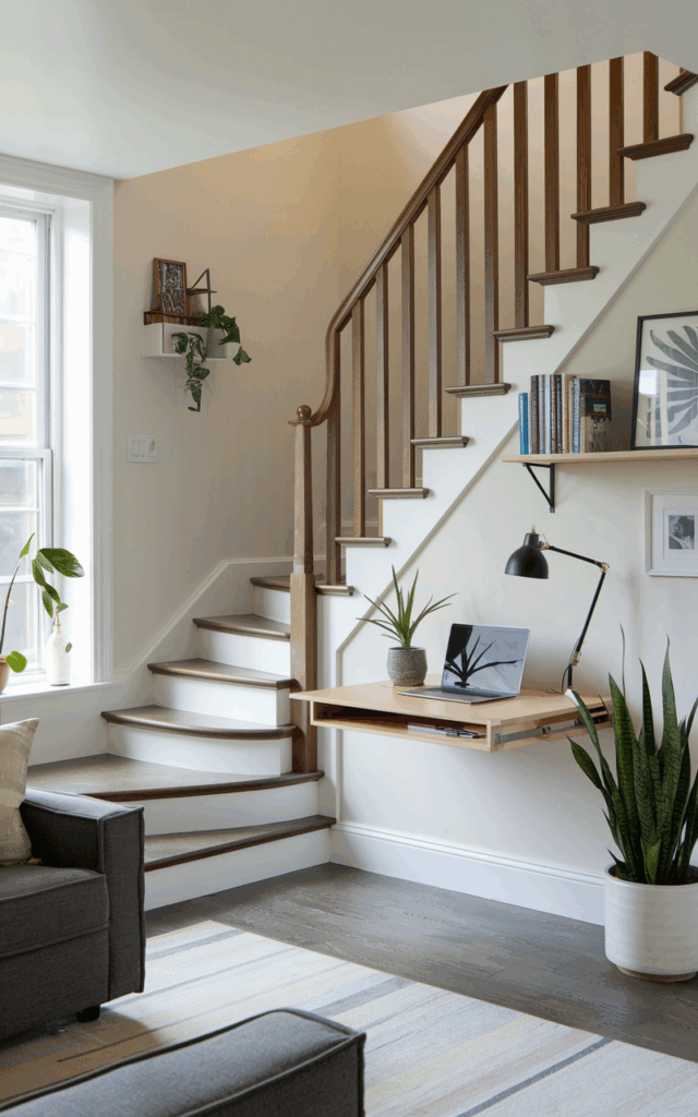Design a Staircase With Built-In Pull-Out Desk