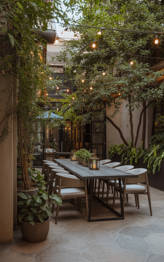 Design a courtyard dining area for everyday meals 🍽️