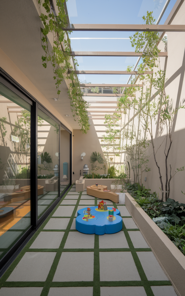 Design a kid-friendly courtyard corner 🧸