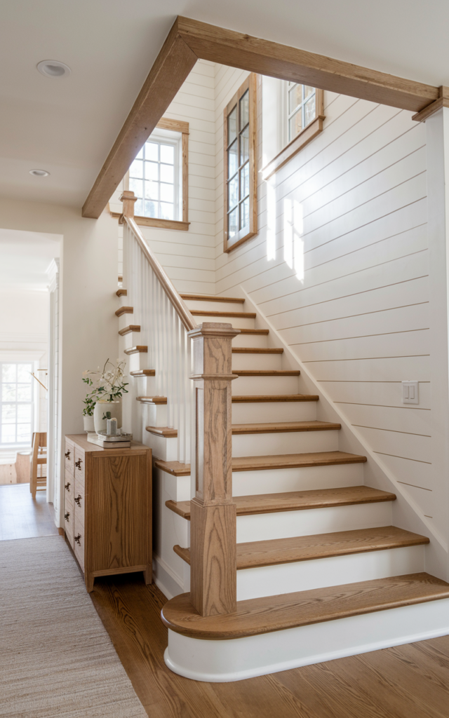 Extend paneling onto the staircase ceiling