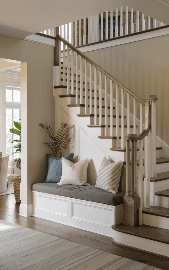 Extend the staircase into a built-in bench
