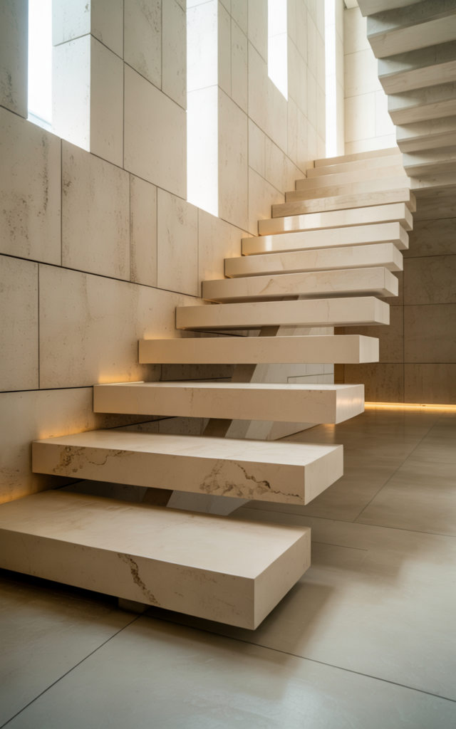 Float stone slabs for a monolithic look