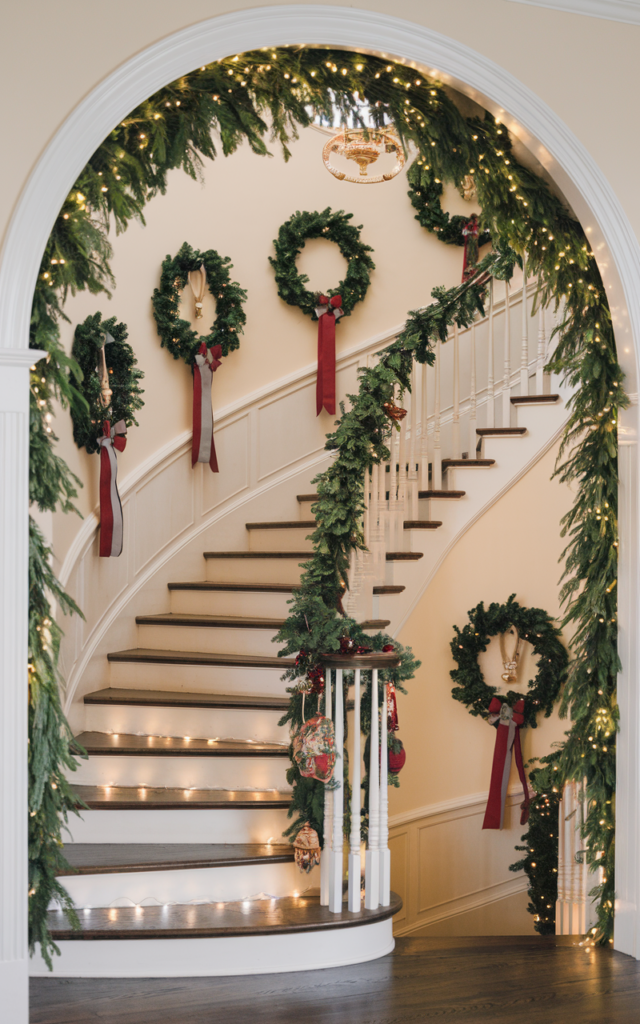 Frame the Staircase Entry with a Garland Arch