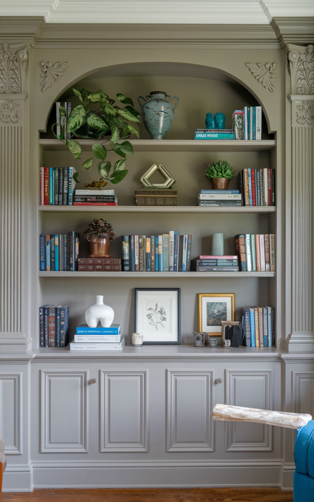 Frame the shelves with molding for a custom look