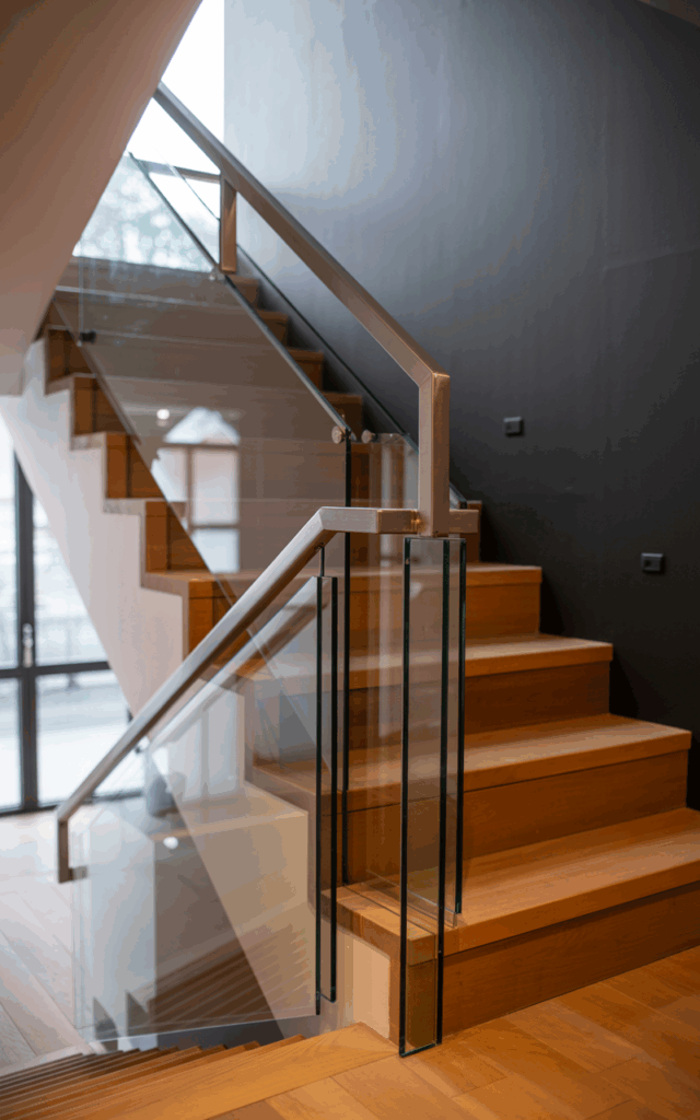 Frame the staircase with glass panels