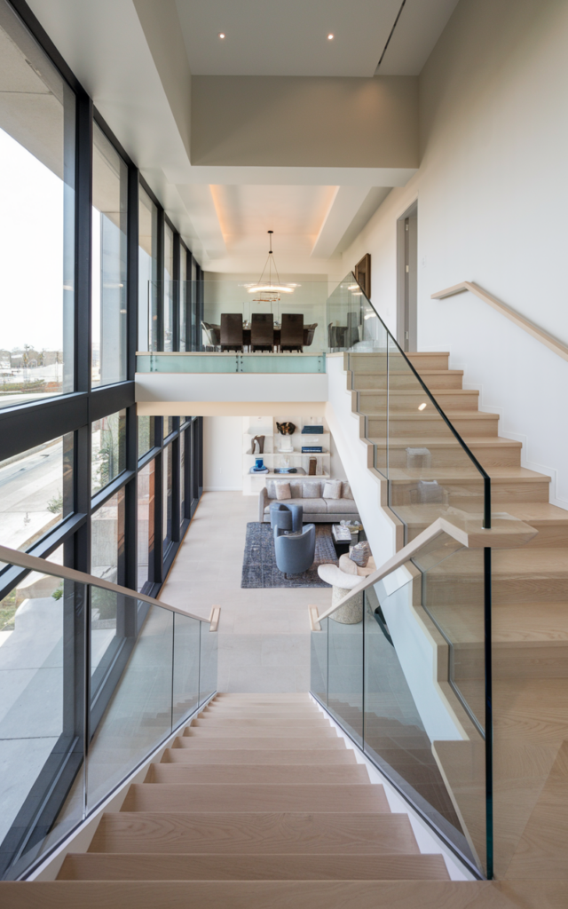 Frame the staircase with glass railings