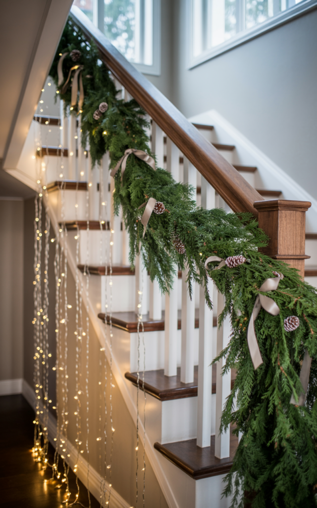 Hang Cascading Fairy Lights Beneath the Garland