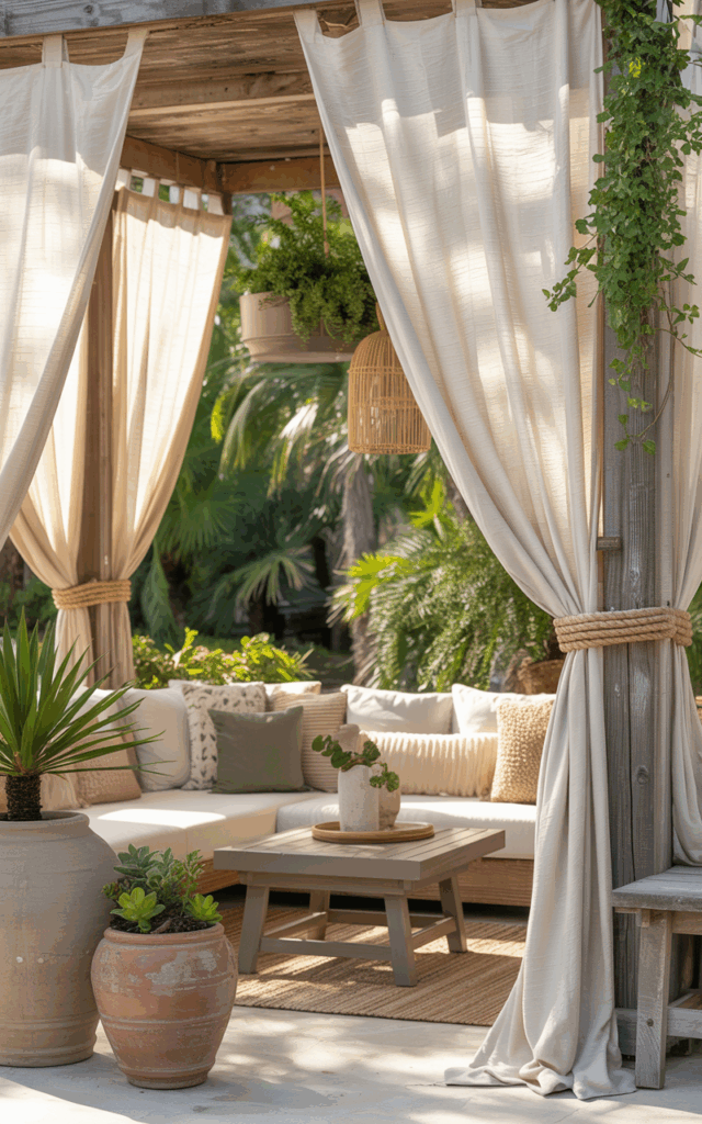 Hang Outdoor Curtains Around Your Patio