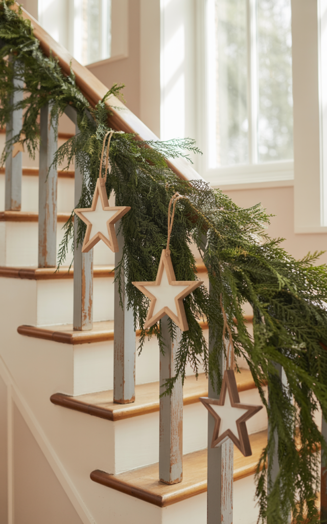 Hang Wooden Star Ornaments Throughout