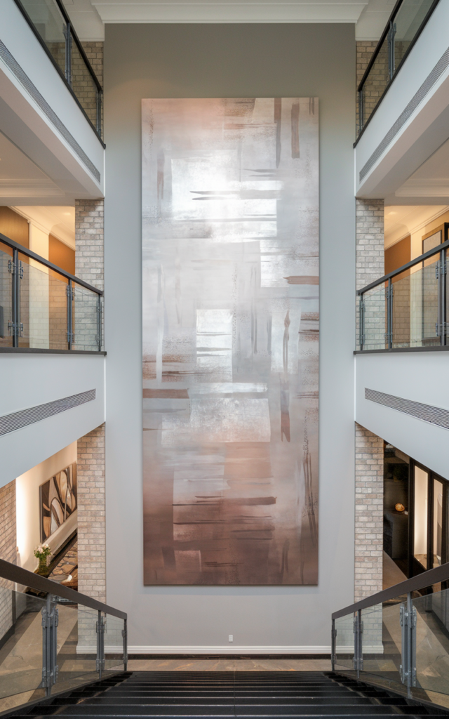 Hang a large-scale abstract art piece for instant impact