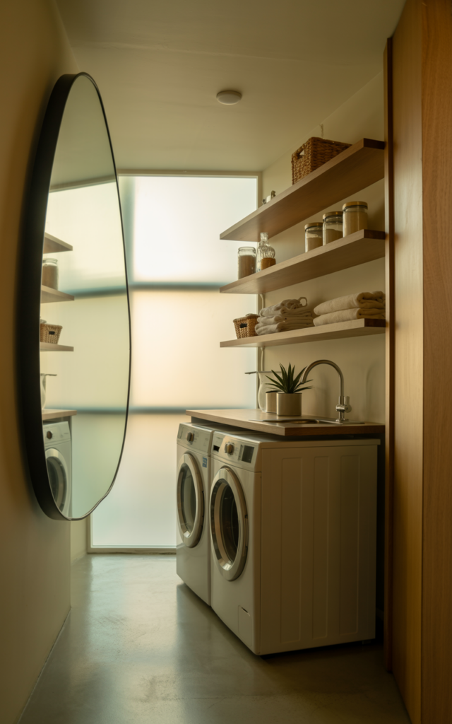 Hang an oversized mirror to widen the feel