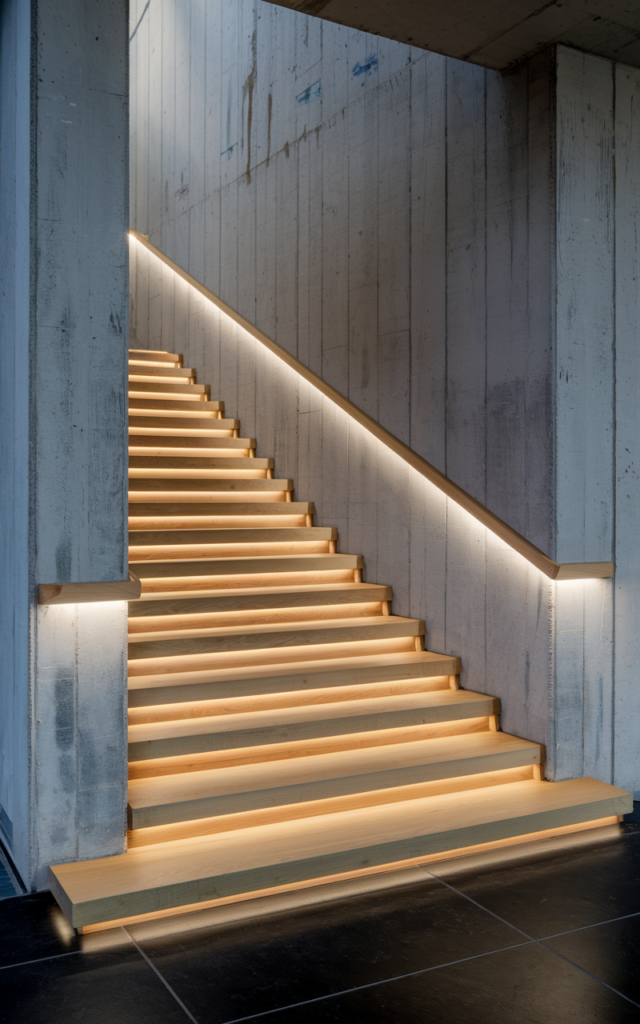 Highlight each step with LED strip lighting